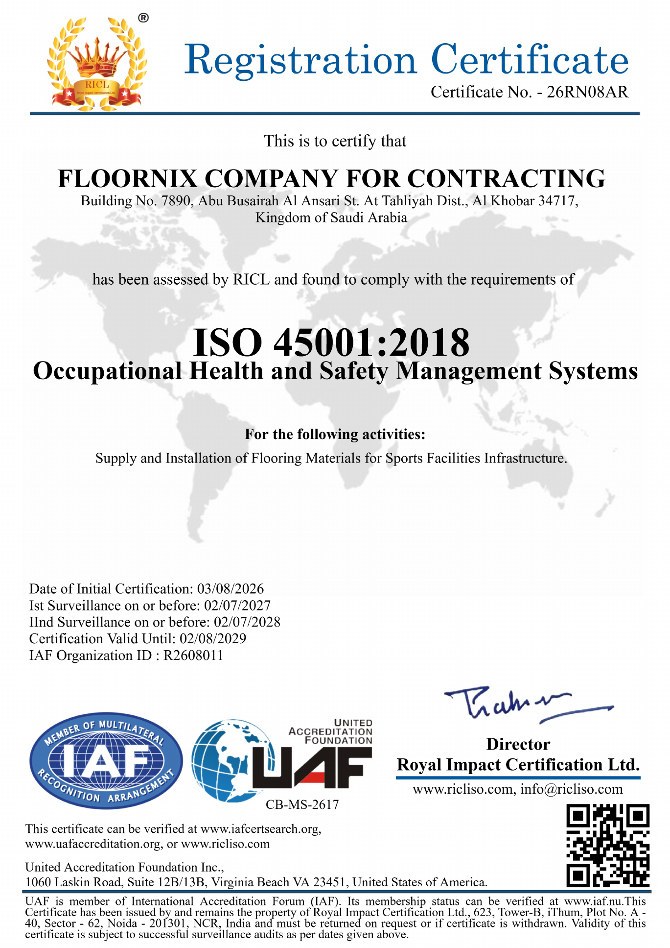 ISO 45001:2018 — Occupational Health & Safety