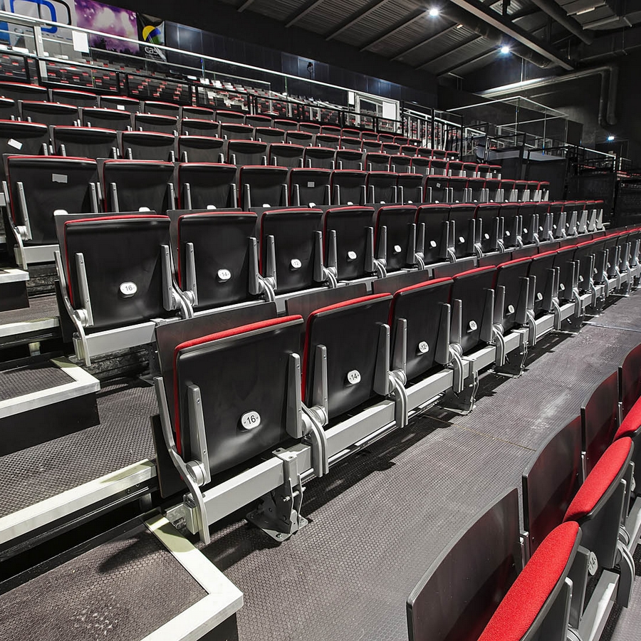 Arena spectator seating installation